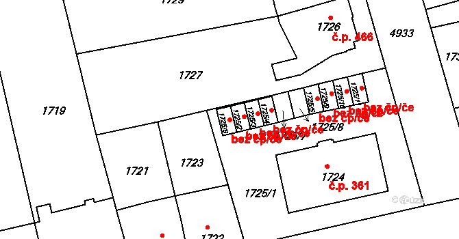Vysoké Mýto 45528586 na parcele st. 1725/6 v KÚ Vysoké Mýto, Katastrální mapa