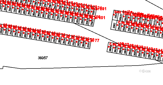 Rousínov 45870586 na parcele st. 360/46 v KÚ Rousínov u Vyškova, Katastrální mapa