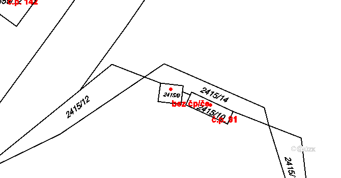 Dačice 48410586 na parcele st. 2415/9 v KÚ Dačice, Katastrální mapa