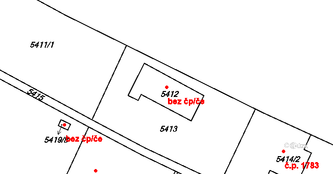 Frýdek-Místek 48844586 na parcele st. 5412 v KÚ Frýdek, Katastrální mapa