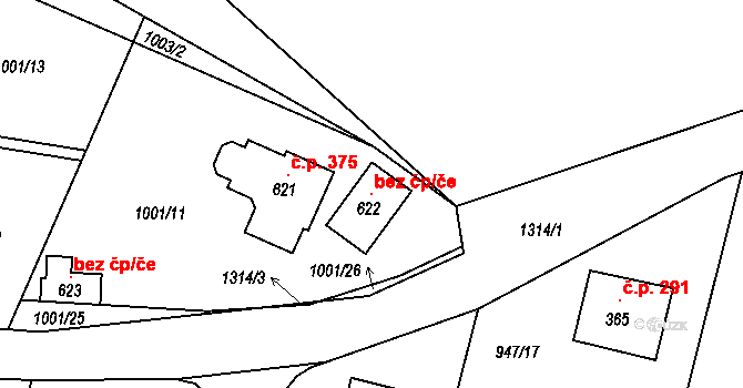 Strakonice 49098586 na parcele st. 622 v KÚ Dražejov u Strakonic, Katastrální mapa