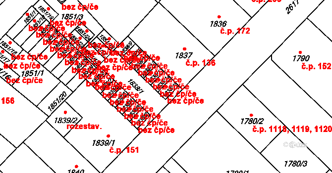 Plzeň 50376586 na parcele st. 1838/15 v KÚ Doubravka, Katastrální mapa