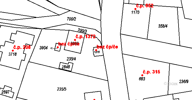 Sušice 50399586 na parcele st. 1215 v KÚ Sušice nad Otavou, Katastrální mapa