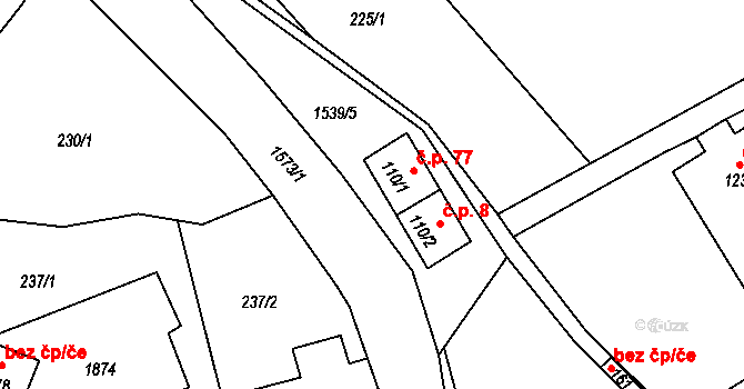 Rychnov 77, Krouna na parcele st. 110/1 v KÚ Rychnov, Katastrální mapa