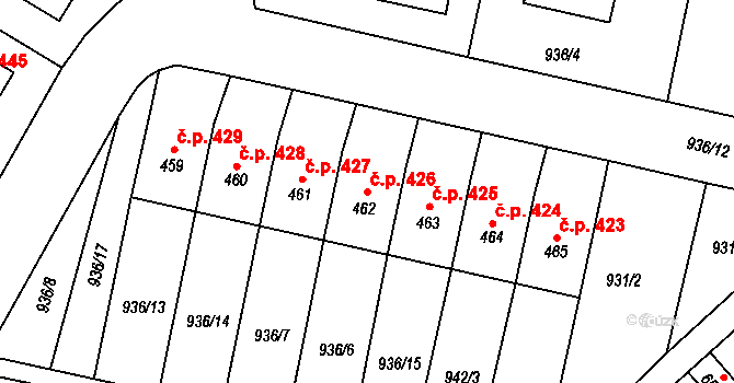 Ronov nad Doubravou 426 na parcele st. 462 v KÚ Ronov nad Doubravou, Katastrální mapa