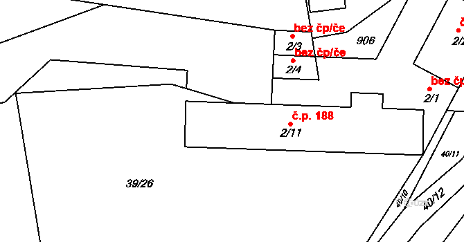 Blatno 188, Hlinsko na parcele st. 2/11 v KÚ Blatno u Hlinska, Katastrální mapa