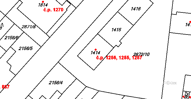Choceň 1255,1256,1257 na parcele st. 1414 v KÚ Choceň, Katastrální mapa