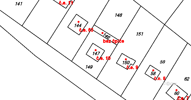 Beroun-Zdejcina 10, Beroun na parcele st. 147 v KÚ Zdejcina, Katastrální mapa