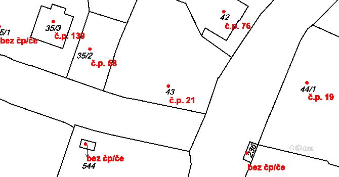 Byškovice 21, Neratovice na parcele st. 43 v KÚ Byškovice, Katastrální mapa