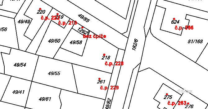 Lobeček 228, Kralupy nad Vltavou na parcele st. 218 v KÚ Lobeček, Katastrální mapa