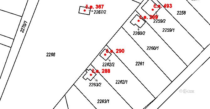 Velké Opatovice 290 na parcele st. 2262/2 v KÚ Velké Opatovice, Katastrální mapa