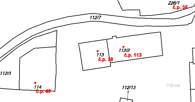 Chlum 38, Křemže na parcele st. 113 v KÚ Chlum u Křemže, Katastrální mapa