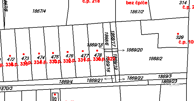Merklín 329 na parcele st. 478 v KÚ Merklín u Přeštic, Katastrální mapa