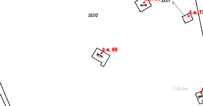 Štěpánovsko 59, Týniště nad Orlicí na parcele st. 357/5 v KÚ Štěpánovsko, Katastrální mapa
