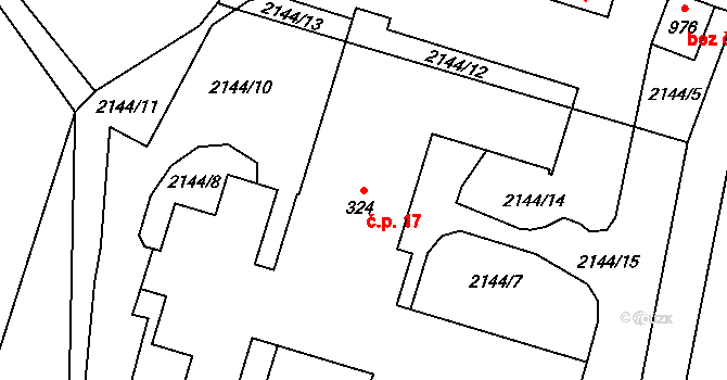 Rajnochovice 17 na parcele st. 324 v KÚ Rajnochovice, Katastrální mapa