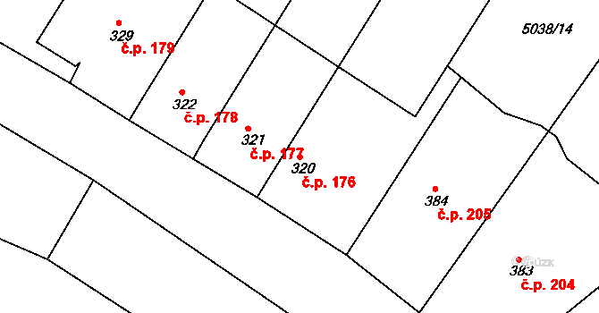 Břežany 176 na parcele st. 320 v KÚ Břežany u Znojma, Katastrální mapa