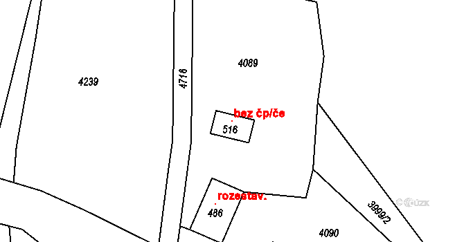 Pěčín 107264587 na parcele st. 516 v KÚ Pěčín u Rychnova nad Kněžnou, Katastrální mapa