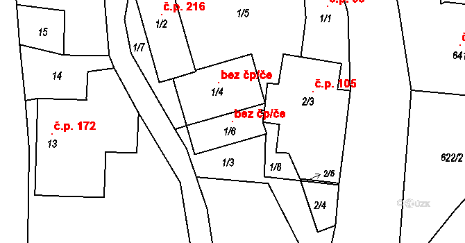 Bohuslavice 118350587 na parcele st. 1/6 v KÚ Bohuslavice nad Metují, Katastrální mapa