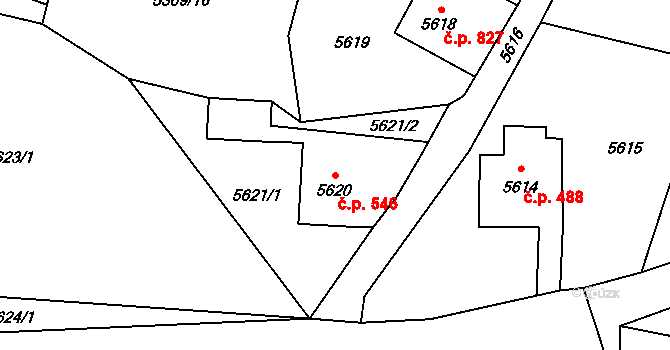 Bystřice 546 na parcele st. 5620 v KÚ Bystřice nad Olší, Katastrální mapa