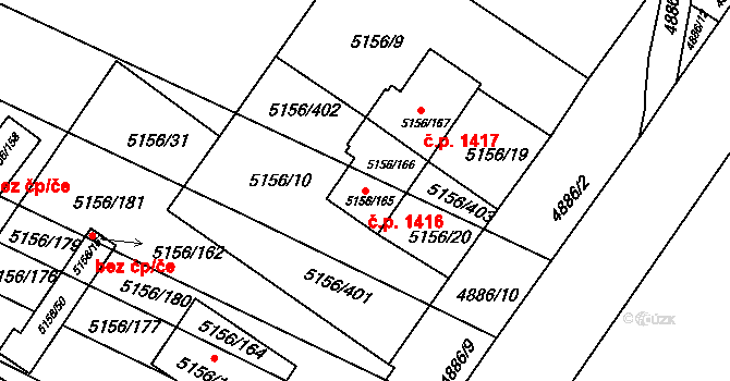 Boskovice 1416 na parcele st. 5156/166 v KÚ Boskovice, Katastrální mapa