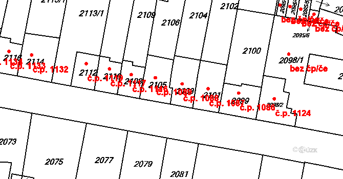 Tachov 1088 na parcele st. 2103 v KÚ Tachov, Katastrální mapa
