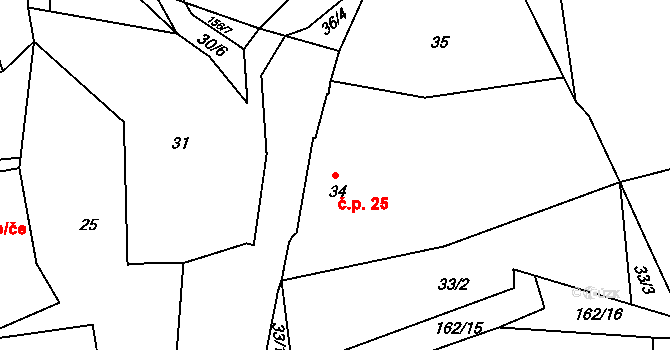 Lhota 25, Čistá na parcele st. 34 v KÚ Lhota u Rakovníka, Katastrální mapa