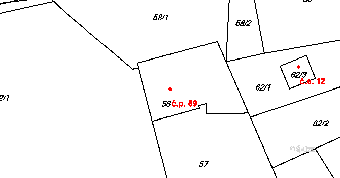 Vrbice 59, Bohumín na parcele st. 56 v KÚ Vrbice nad Odrou, Katastrální mapa