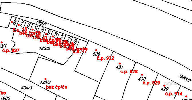 Litovel 932 na parcele st. 508 v KÚ Litovel, Katastrální mapa
