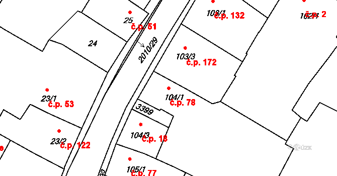 Staňkov I 78, Staňkov na parcele st. 104/1 v KÚ Staňkov-město, Katastrální mapa