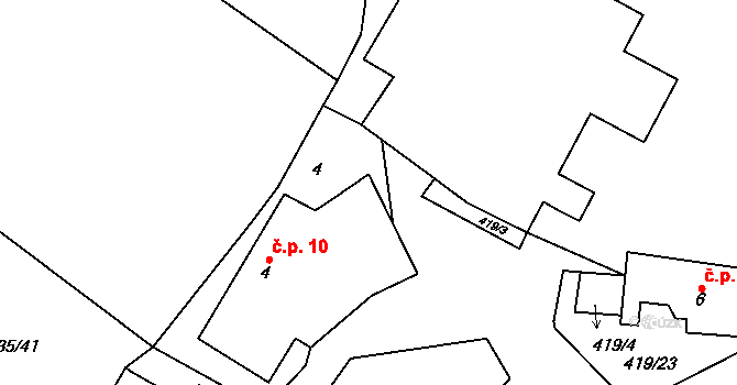 Malý Jeníkov 10, Strmilov na parcele st. 4 v KÚ Malý Jeníkov, Katastrální mapa