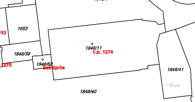 Michle 1274, Praha na parcele st. 1848/11 v KÚ Michle, Katastrální mapa