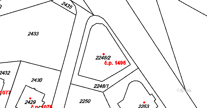 Vršovice 1495, Praha na parcele st. 2248/2 v KÚ Vršovice, Katastrální mapa