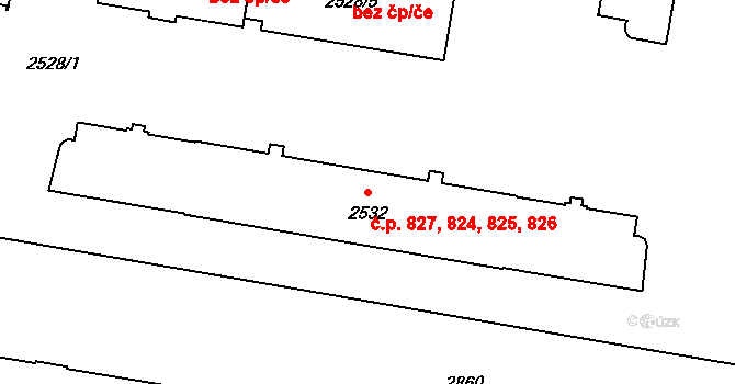 České Budějovice 3 824,825,826,827, České Budějovice na parcele st. 2532 v KÚ České Budějovice 3, Katastrální mapa