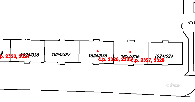 Mizerov 2325,2326, Karviná na parcele st. 1624/336 v KÚ Karviná-město, Katastrální mapa