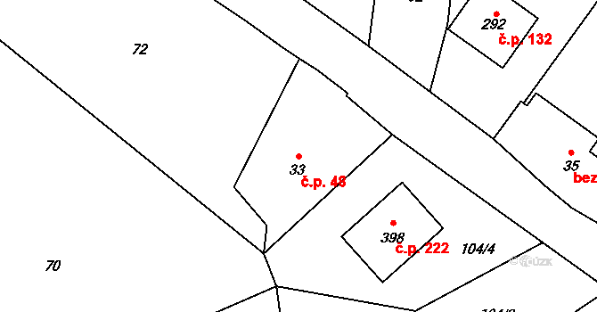Klokočov 48, Vítkov na parcele st. 33 v KÚ Klokočov u Vítkova, Katastrální mapa