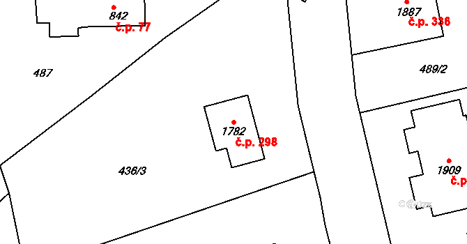 Nové Město 298, Broumov na parcele st. 1782 v KÚ Broumov, Katastrální mapa