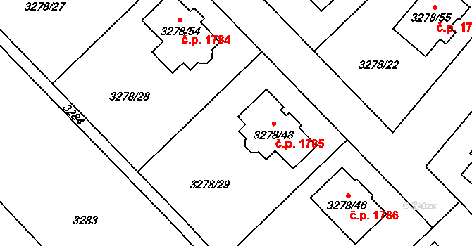 Chotěboř 1785 na parcele st. 3278/48 v KÚ Chotěboř, Katastrální mapa