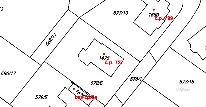 Vrané nad Vltavou 727, Katastrální mapa