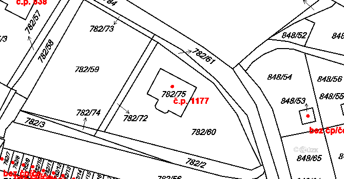 Liberec XIV-Ruprechtice 1177, Liberec na parcele st. 782/75 v KÚ Ruprechtice, Katastrální mapa