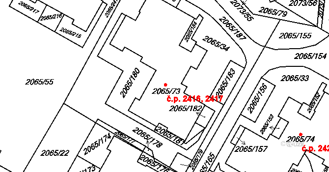 Boskovice 2416,2417 na parcele st. 2065/73 v KÚ Boskovice, Katastrální mapa