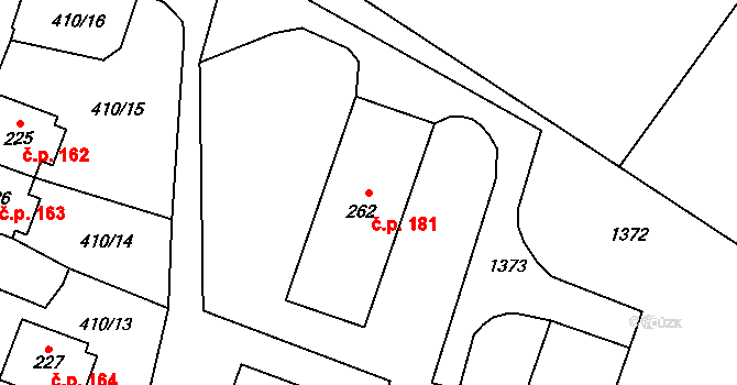 Dětřichov nad Bystřicí 181 na parcele st. 262 v KÚ Dětřichov nad Bystřicí, Katastrální mapa