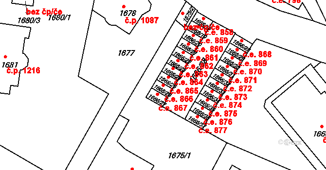 Děčín VI-Letná 866, Děčín na parcele st. 1666/26 v KÚ Podmokly, Katastrální mapa