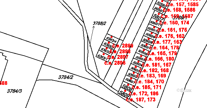 Zlín 2896 na parcele st. 6363/1 v KÚ Zlín, Katastrální mapa