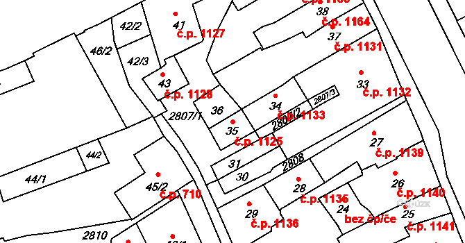Velké Meziříčí 1125 na parcele st. 35 v KÚ Velké Meziříčí, Katastrální mapa