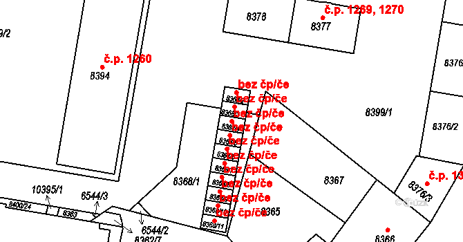 Plzeň 40045587 na parcele st. 8368/4 v KÚ Plzeň, Katastrální mapa