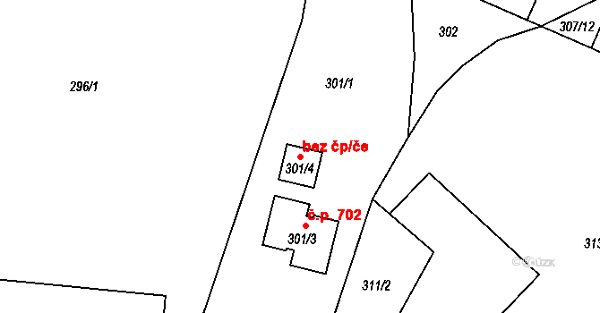 Hradištko 41949587 na parcele st. 301/4 v KÚ Hradištko u Sadské, Katastrální mapa