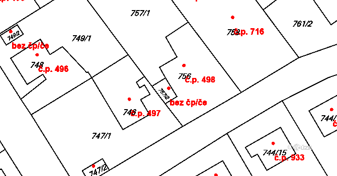 Pelhřimov 42024587 na parcele st. 757/2 v KÚ Pelhřimov, Katastrální mapa