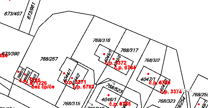 Zlín 3372 na parcele st. 4045/1 v KÚ Zlín, Katastrální mapa