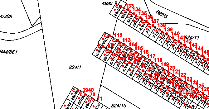 Šumbark 92, Havířov na parcele st. 824/25 v KÚ Šumbark, Katastrální mapa