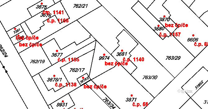Pardubice 46775587 na parcele st. 9974 v KÚ Pardubice, Katastrální mapa
